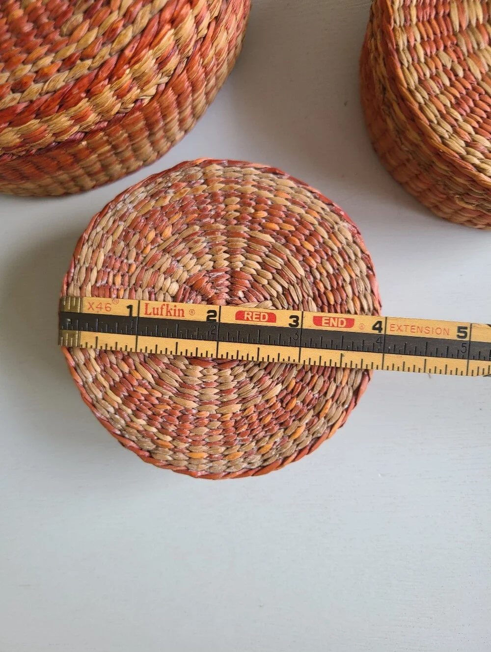 Vintage Wheat Grass Nesting Baskets with Lids